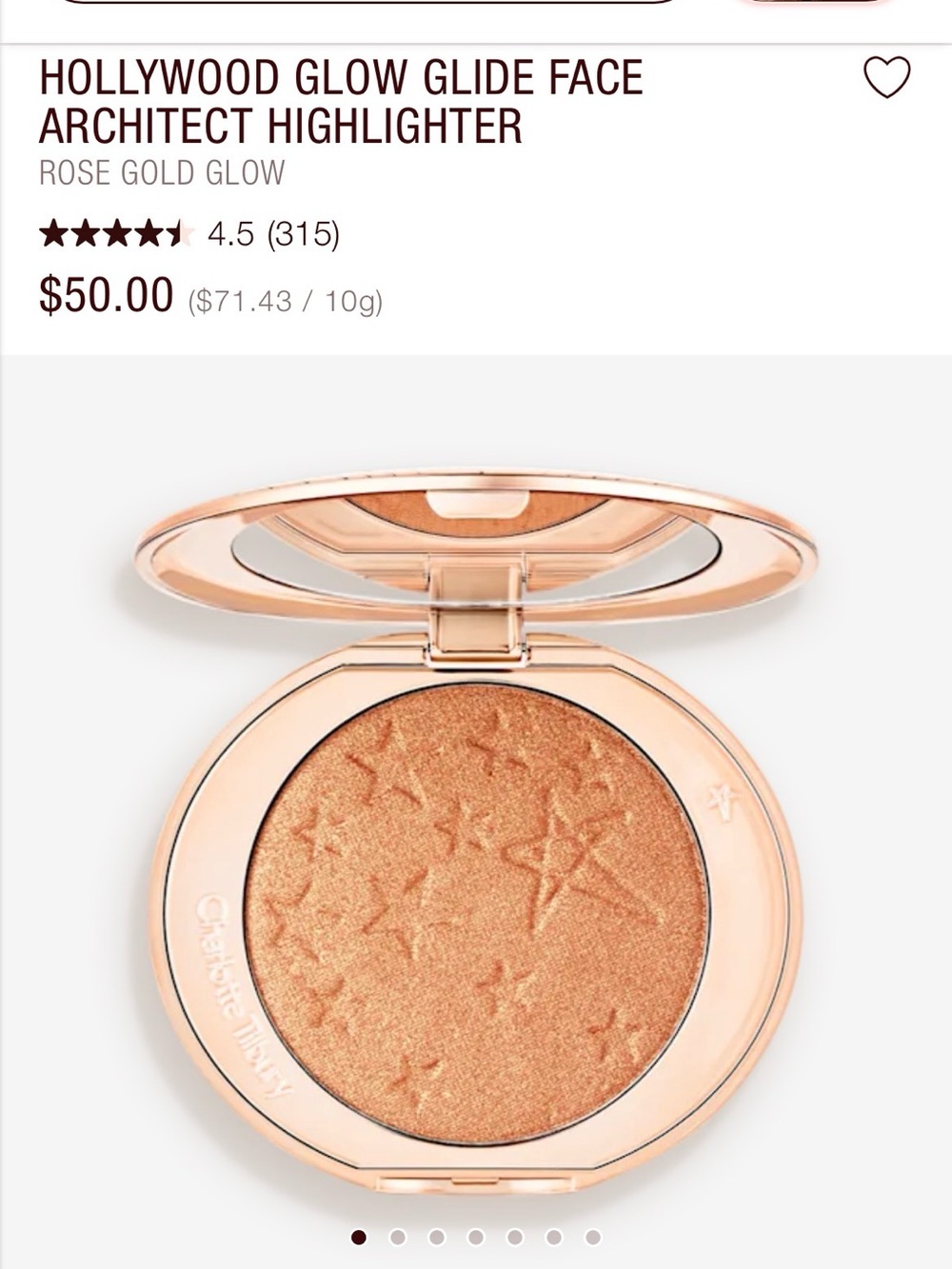 Charlotte Tillbury glow glide, face architect, highlighter in rose gold